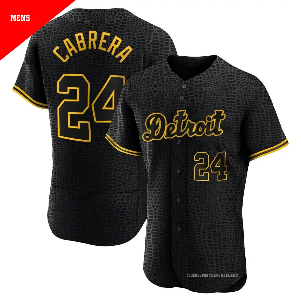 Men s 24 Miguel Cabrera Detroit Tigers Black Authentic Snake Skin City Jersey