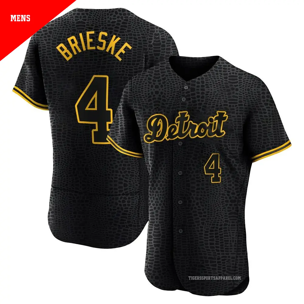 Men's ＃4 Beau Brieske Detroit Tigers Black Authentic Snake Skin City Jersey