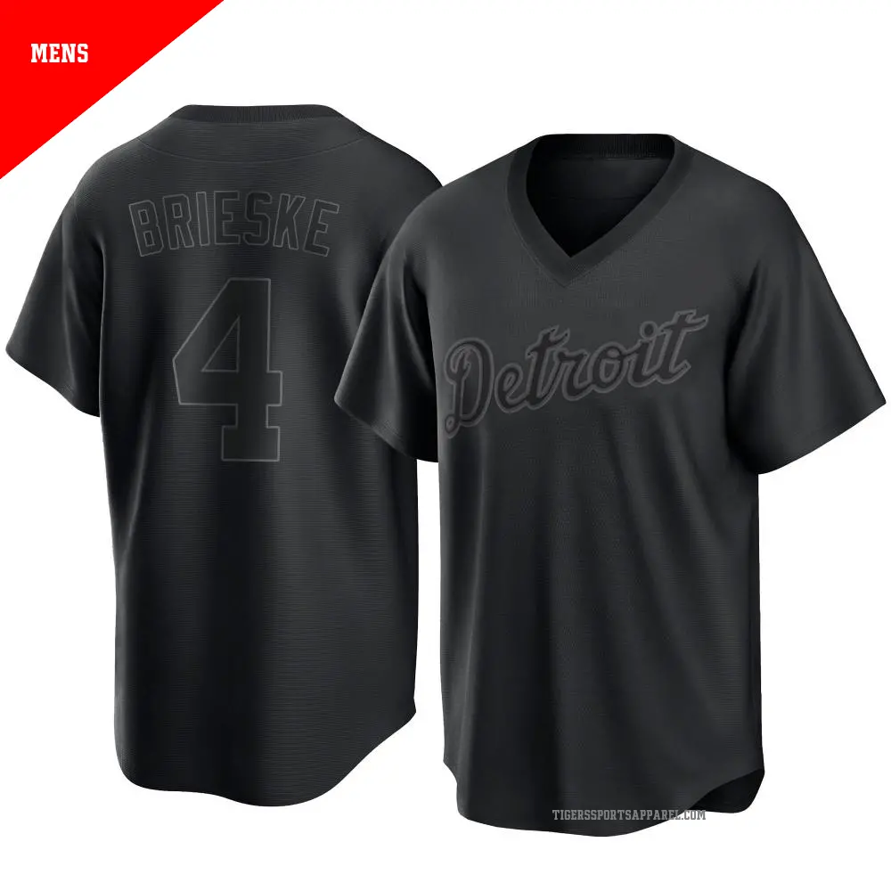 Men's ＃4 Beau Brieske Detroit Tigers Black Replica Pitch Fashion Jersey