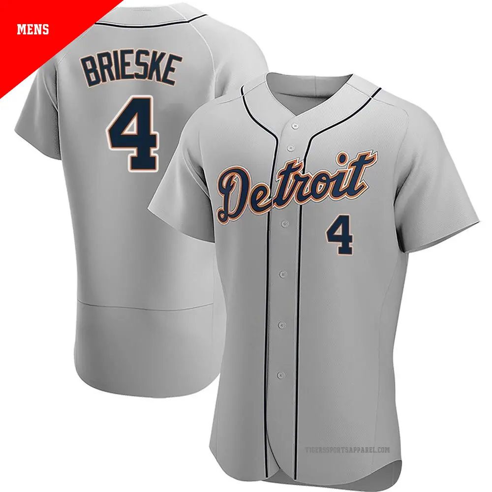 Men's ＃4 Beau Brieske Detroit Tigers Gray Authentic Road Jersey