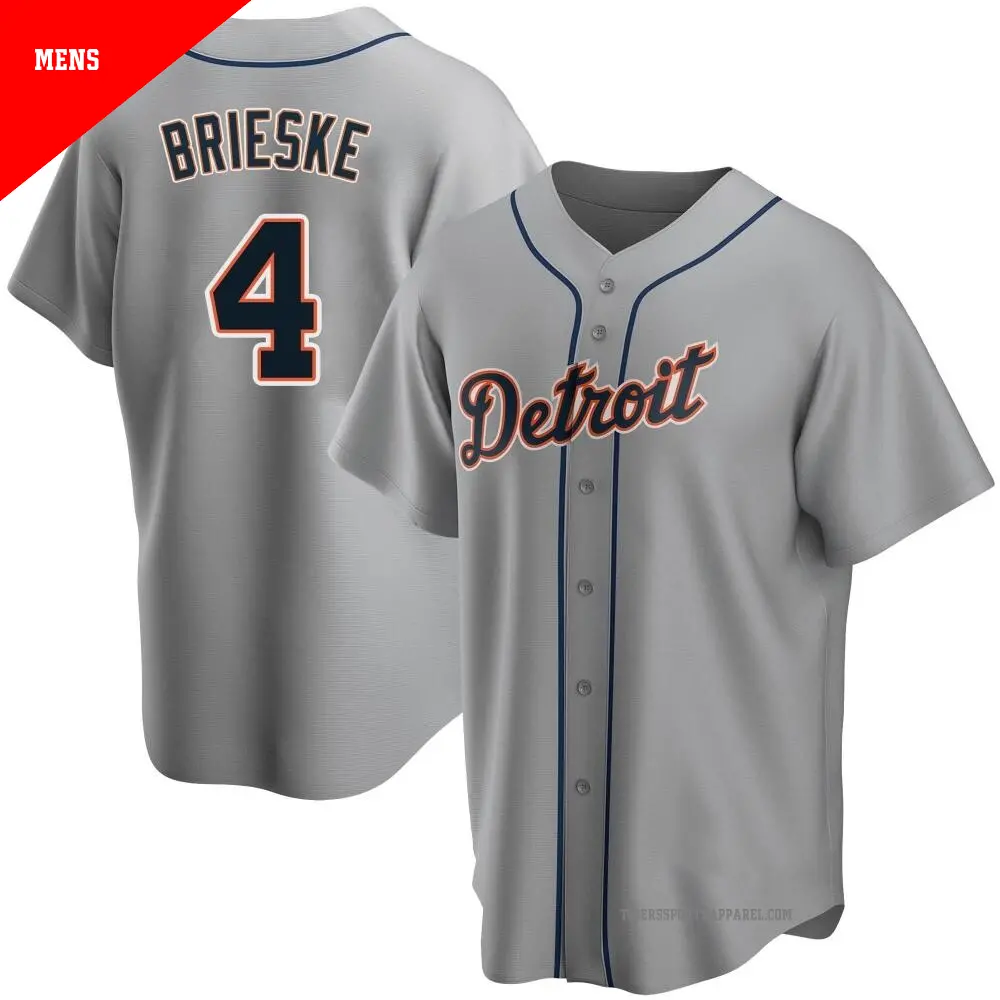 Men's ＃4 Beau Brieske Detroit Tigers Gray Replica Road Jersey