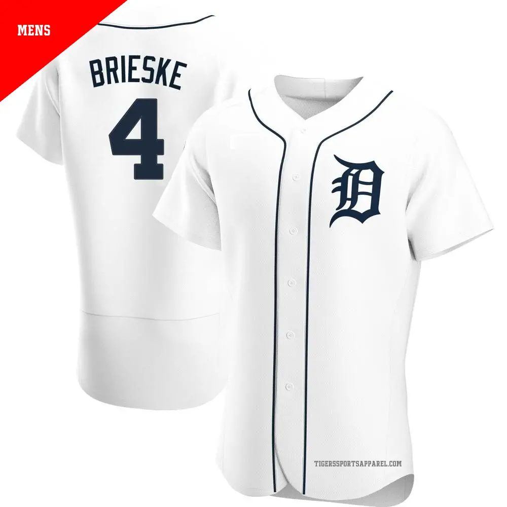 Men's ＃4 Beau Brieske Detroit Tigers White Authentic Home Jersey