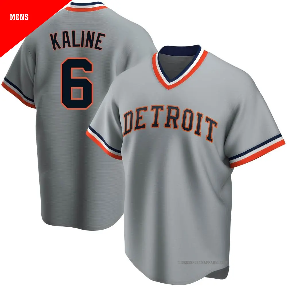 Men's ＃6 Al Kaline Detroit Tigers Gray Replica Road Cooperstown Collection Jersey