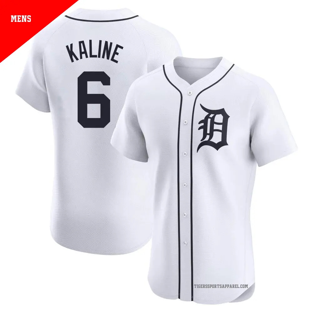 Men's ＃6 Al Kaline Detroit Tigers White Elite Home Jersey