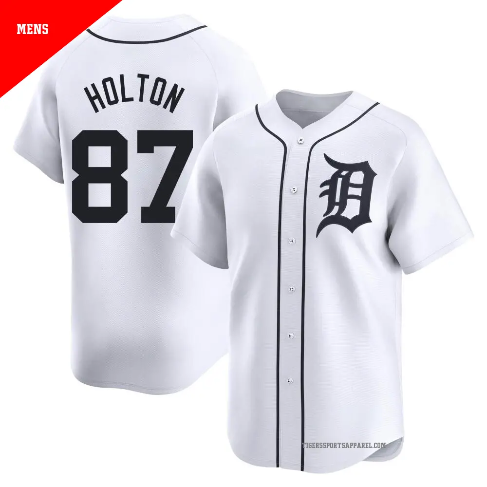 Men s 87 Tyler Holton Detroit Tigers White Limited Home Jersey