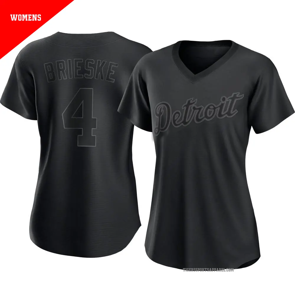 Women's ＃4 Beau Brieske Detroit Tigers Black Authentic Pitch Fashion Jersey