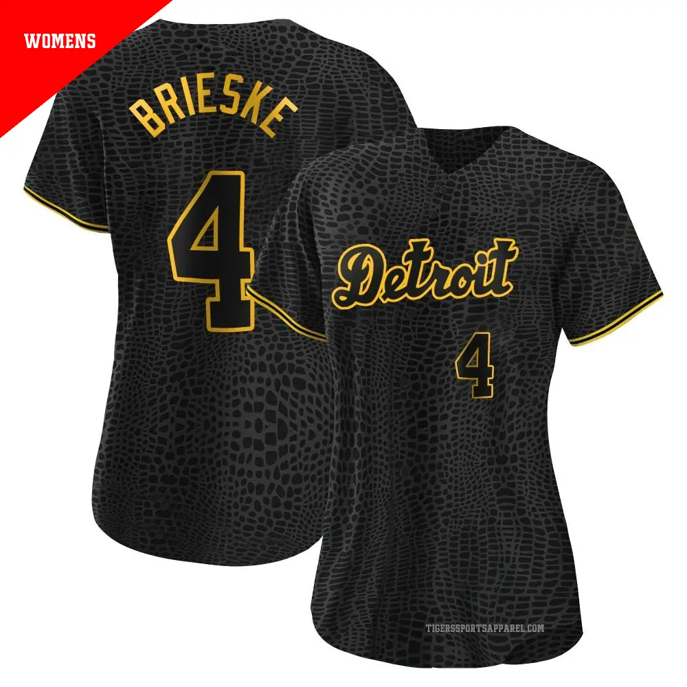 Women's ＃4 Beau Brieske Detroit Tigers Black Authentic Snake Skin City Jersey