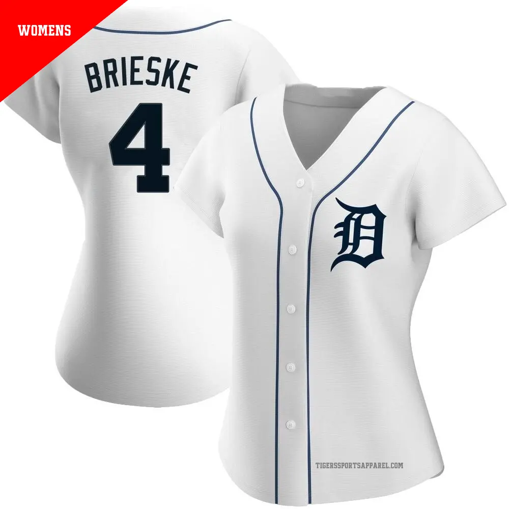 Women's ＃4 Beau Brieske Detroit Tigers White Authentic Home Jersey