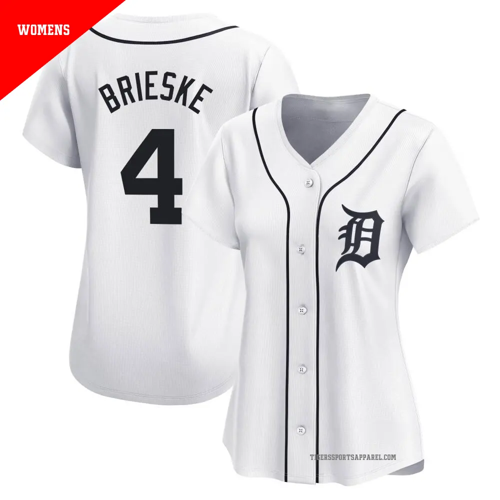 Women's ＃4 Beau Brieske Detroit Tigers White Limited Home Jersey