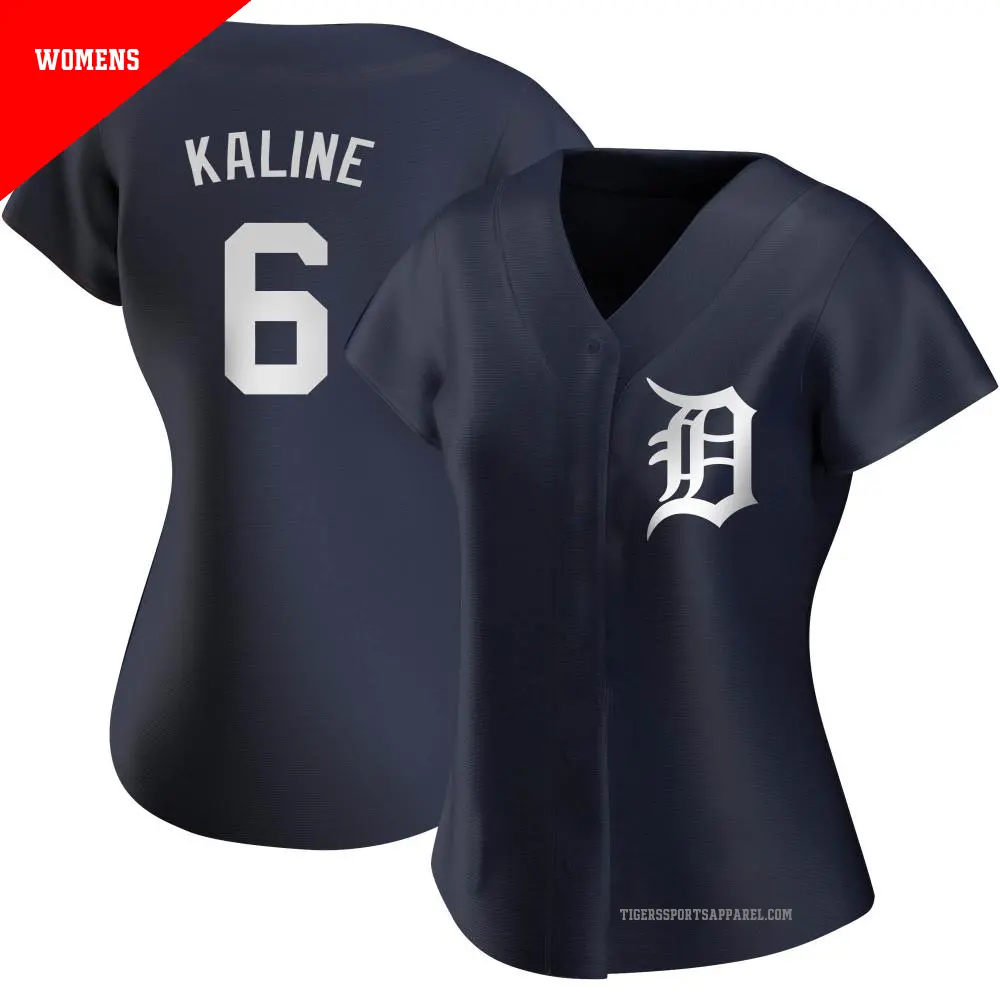 Women's ＃6 Al Kaline Detroit Tigers Navy Authentic Alternate Jersey