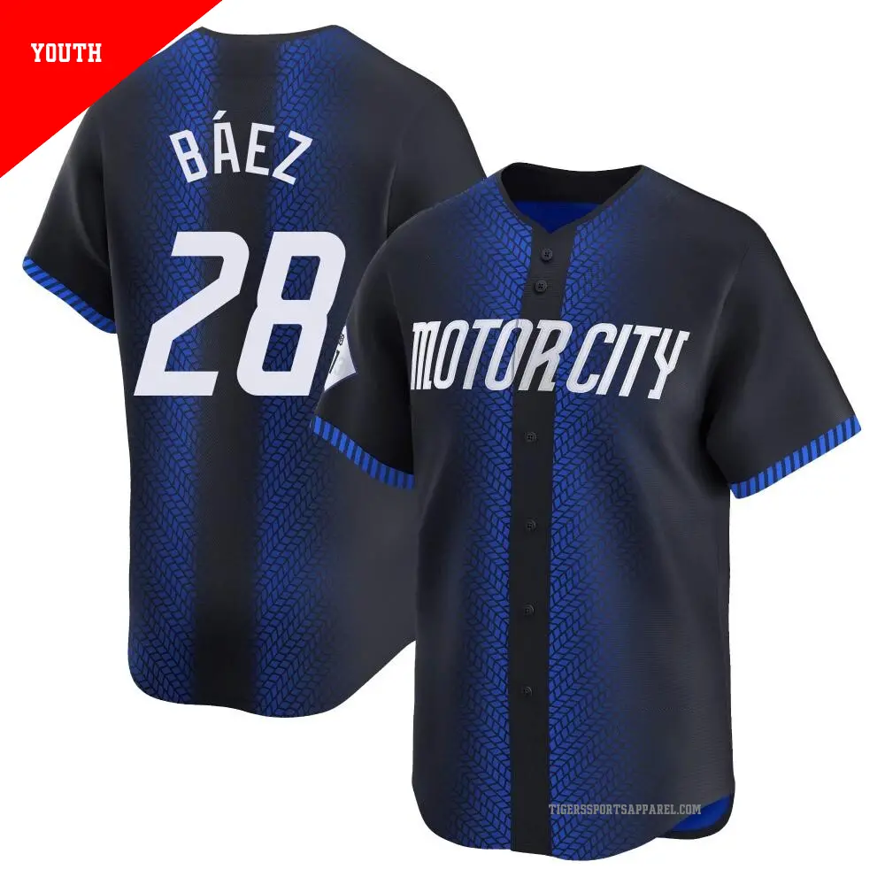 Youth 28 Javier Baez Detroit Tigers Blue Limited 2024 City Connect Jersey