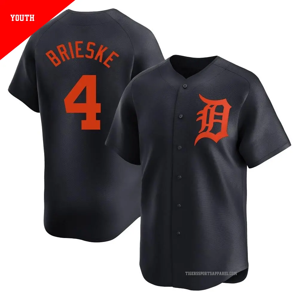 Youth ＃4 Beau Brieske Detroit Tigers Navy Limited Alternate Jersey