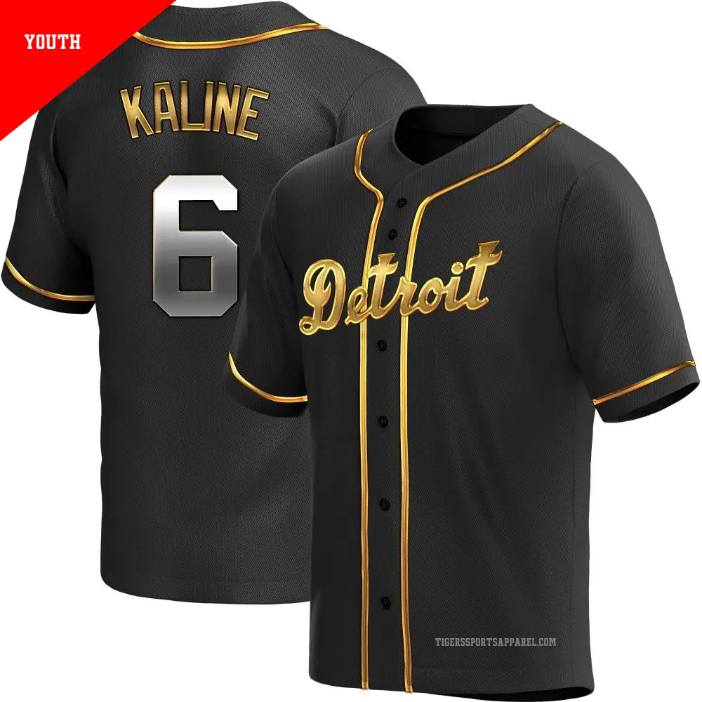 Youth ＃6 Al Kaline Detroit Tigers Gold Replica Black en Alternate Jersey