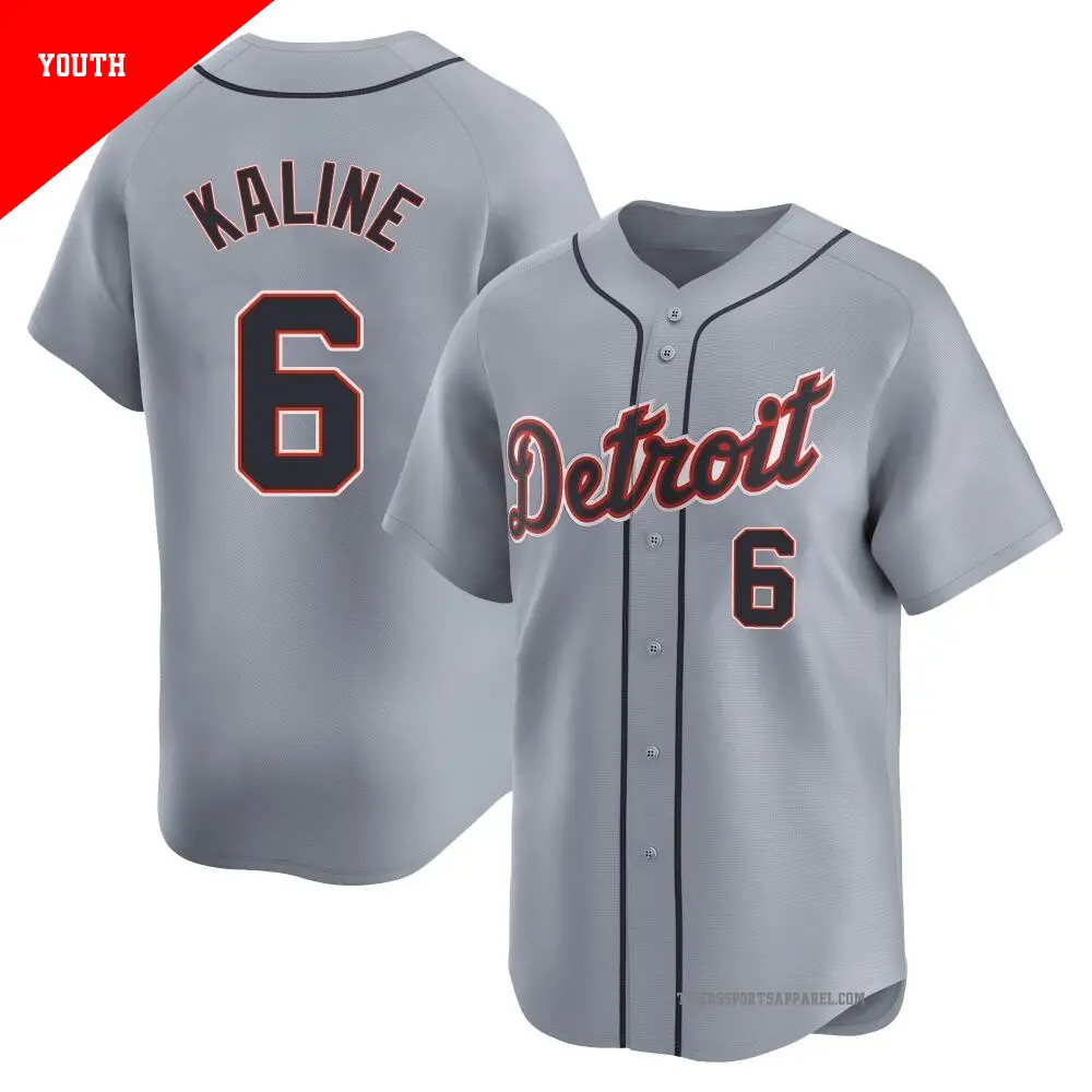 Youth ＃6 Al Kaline Detroit Tigers Gray Limited Road Jersey