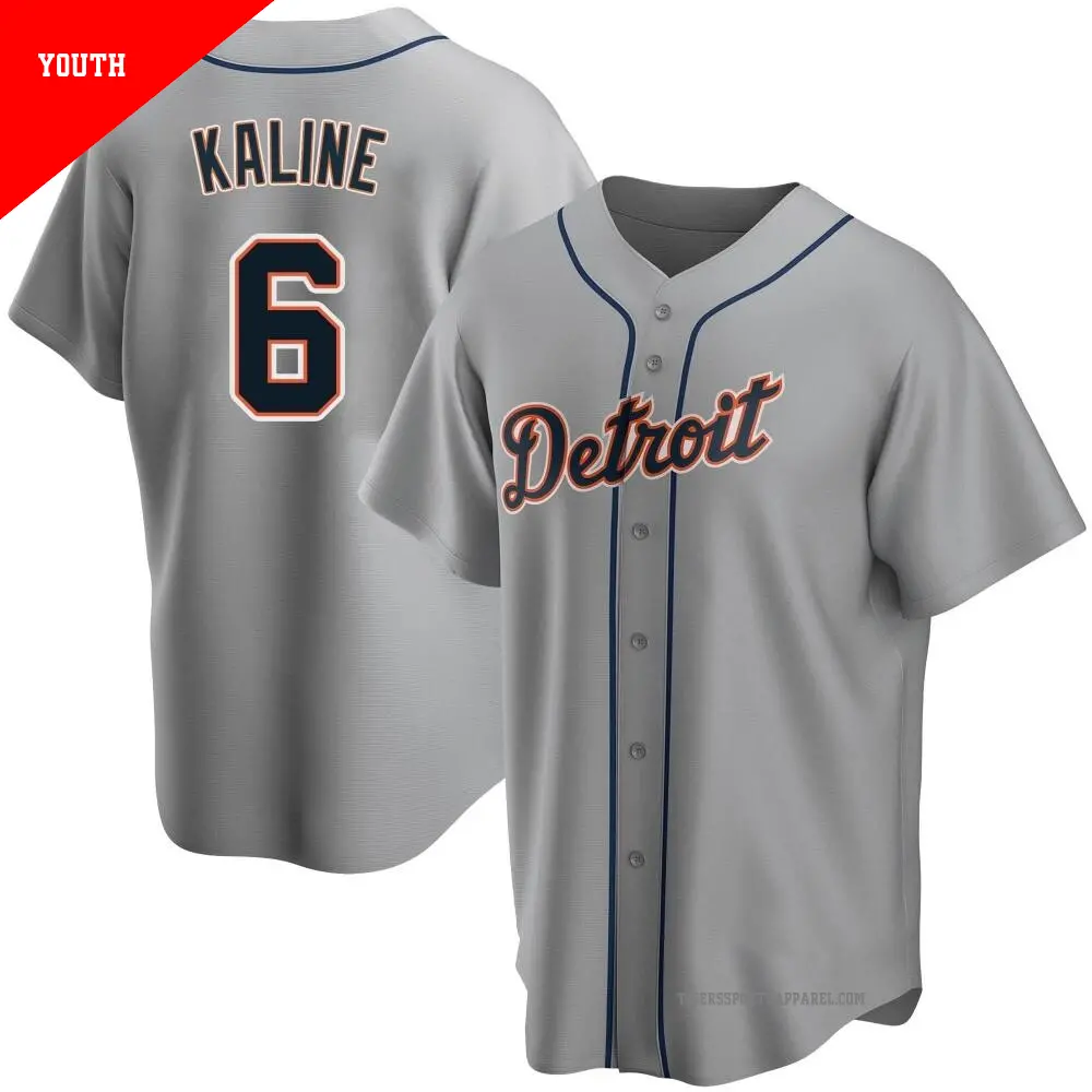 Youth ＃6 Al Kaline Detroit Tigers Gray Replica Road Jersey