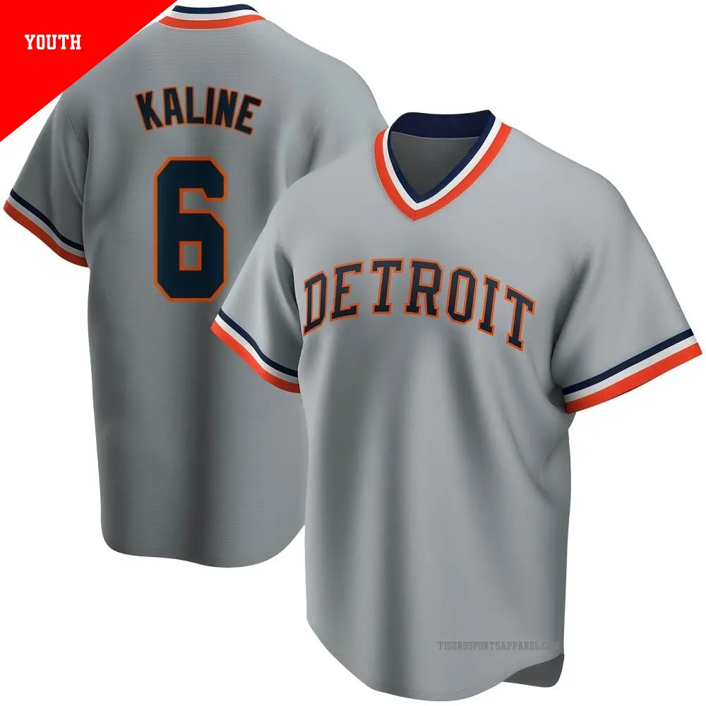 Youth ＃6 Al Kaline Detroit Tigers Gray Road Cooperstown Collection Jersey