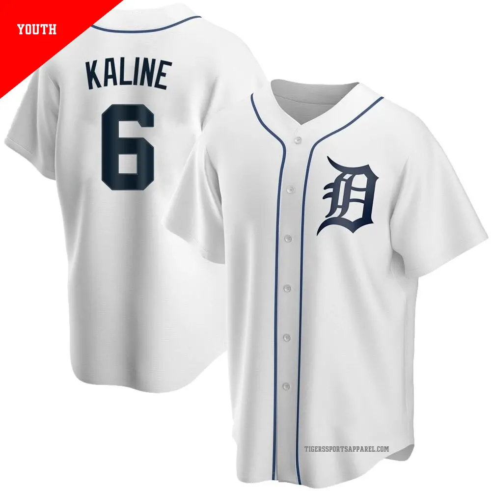 Youth ＃6 Al Kaline Detroit Tigers White Replica Home Jersey